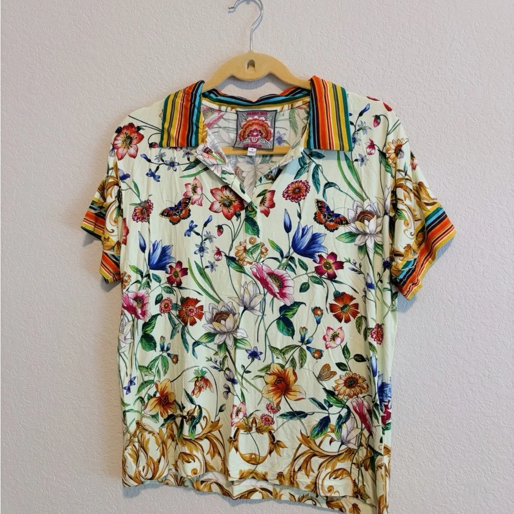 Johnny Was Felix Short Sleeve Polo Tee - Picture 2 of 5